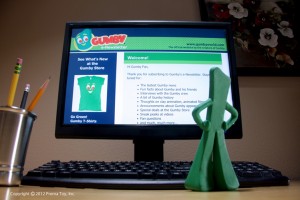 Gumby working on his e-Newsletter