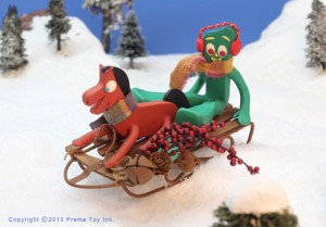 Gumby and Pokey sledding