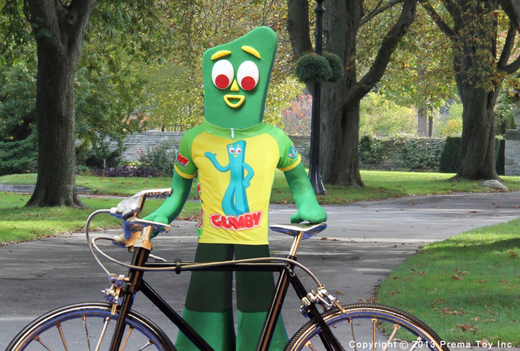 Gumby with bicycle