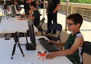 Boy animating Pokey at Gumby Fest